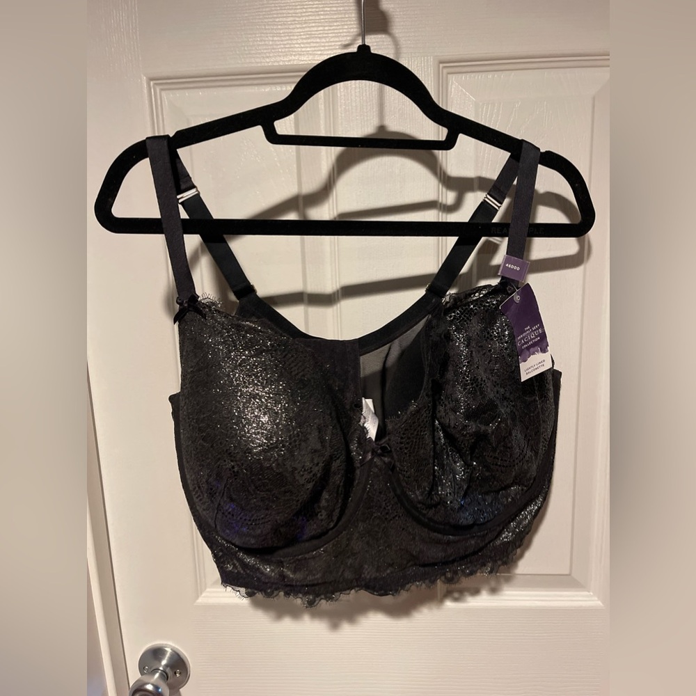 NWT Cacique Lightly Lined Balconette Shimmer Black 46DDD